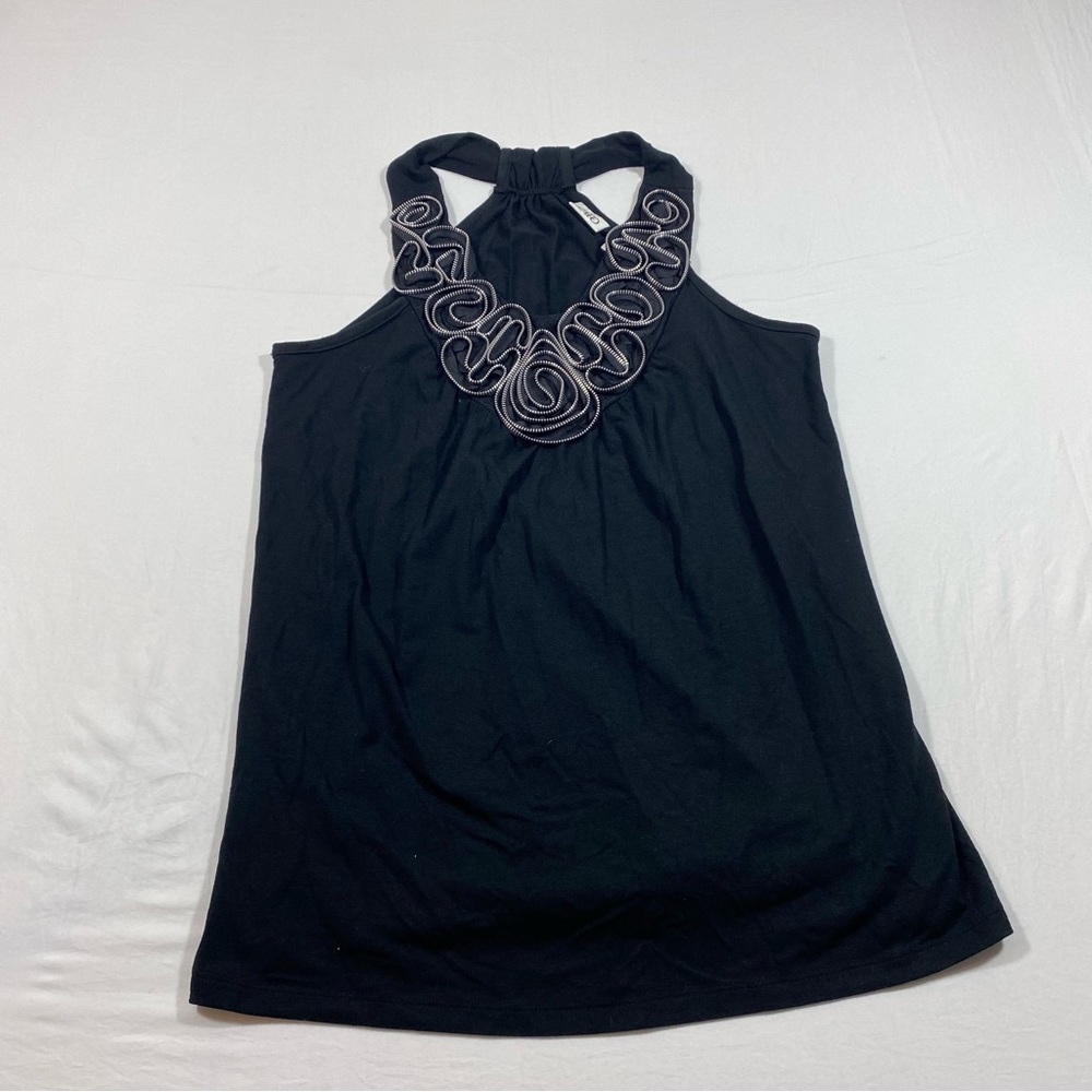 Cato Tank top women’s small Ruffled Collar Tanktop Rosette zipper ruffles blouse